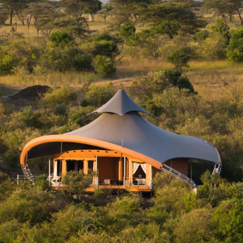 Προκατασκευασμένα σπίτια Safari Διπλά στρώματα PVDF Δομή μεμβράνης Ξενοδοχείο Διαμονή Σκηνή Στη Νότια Αφρική