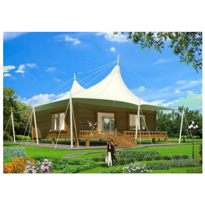 Hot Πωλήσεις Προκατασκευασμένα σπίτια PVDF \/ PTFE Υφασμάτινο υλικό Camp Σκηνή γυάλινο τοίχο ξενοδοχείο Glamping Τέντες Για Jungle Resort